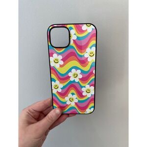 Unbranded Phone Case iPhone 15 Plus Multicolor Retro Wavy Smiley Daisy